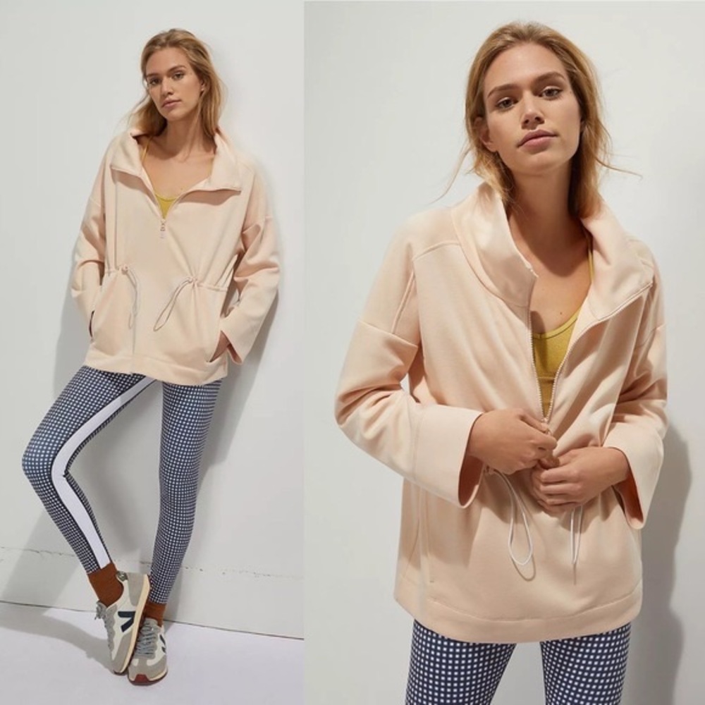 NWT Saturday Sunday Anthropologie Freesia Quarter Zip Pullover Top S Blush Pink